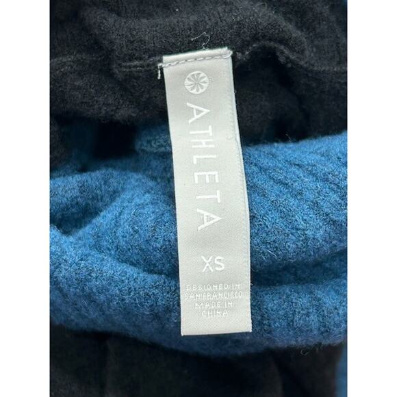 Athleta Womens Sweater Colorblock Turtleneck Merino Wool Blue Black Size XS‎ - Picture 4 of 9